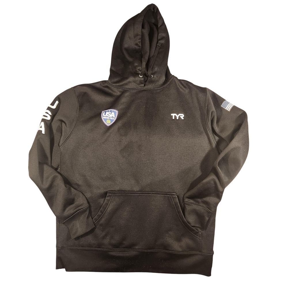 USA Water Polo Hoodie Sweatshirt Mens Small Black TYR Pullover National‎ Team